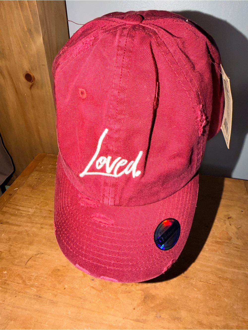 Loved Embroidered washed Red Baseball Cap
